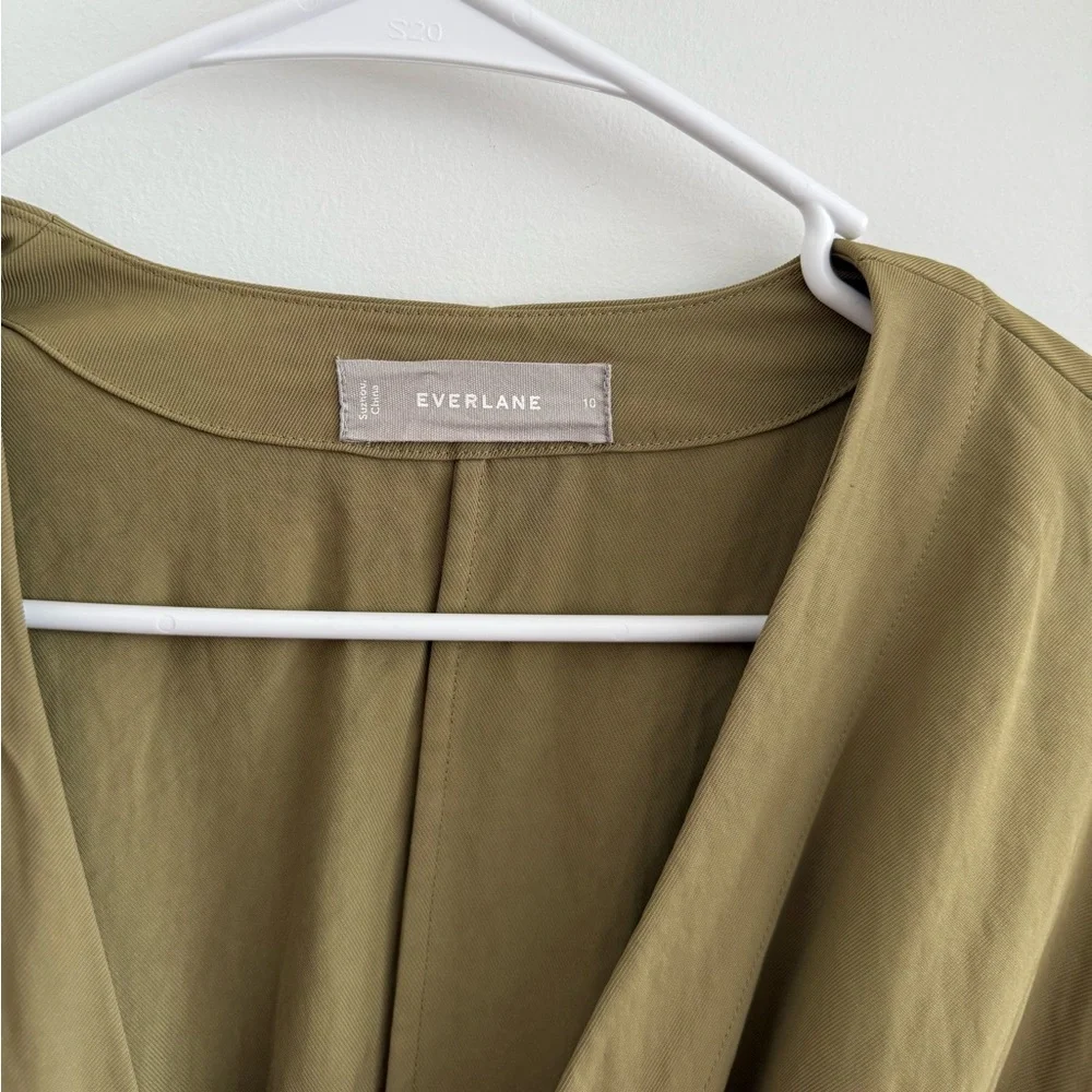 Everlane Japanese Goweave Wrap Dress In Olive Green Size 10 - Picture 3 of 7